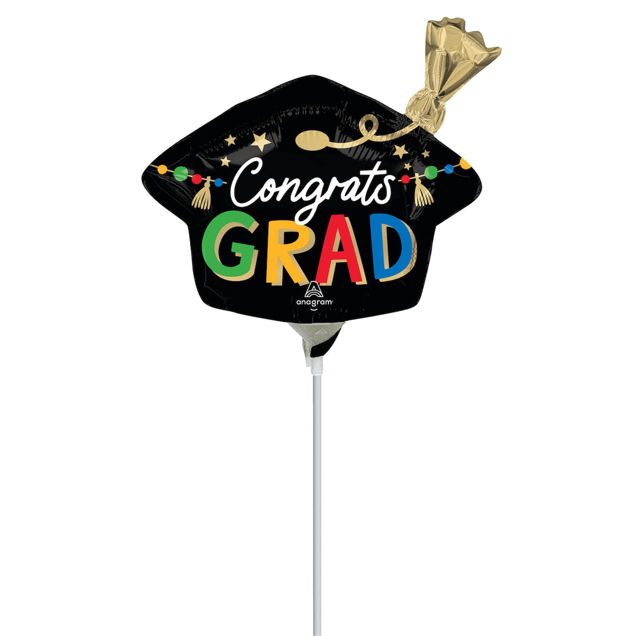 14" Graduation Hat Foil Balloon Stick